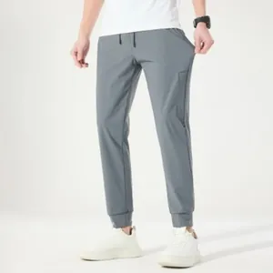 Grijze ice silk heren sportbroek, sneldrogend voor zomerse vrijetijd