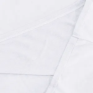 Macro close-up showing premium white heavy terry cotton fabric and stitched seam detail