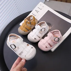 Kids Summer Closed Toe Sandals Anti-Kick Soft Sole Toddler Shoes Roman Hollow Out Breathable Beach Sandals For Boys Girls
