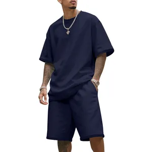 Full detailed view of navy blue oversized heavy loopback streetwear outfit for men