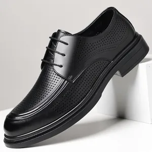 Herren Business Lederschuhe Perforiert Atmungsaktiv Derby Schuhe Weiche Sohle Schnürung Formelle Schuhe Für Sommer Arbeit