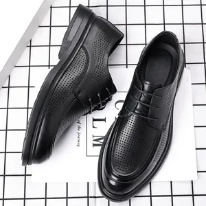 Klassische schwarze Business-Herrenschuhe mit atmungsaktivem, perforiertem Design