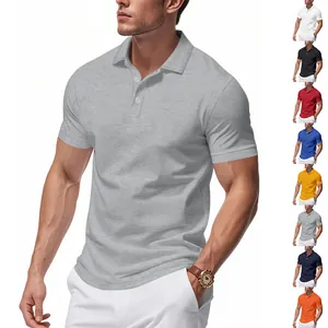 Mens quick-dry short sleeve polo shirt shown on model with multiple color swatches