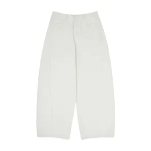 Jeans bianco albicocca larghi a gamba dritta con design a gamba curva e cuciture