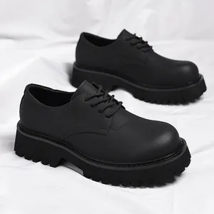 Classic black platform Derby shoes for men with a vintage high street aesthetic