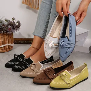 Scarpe Basse da Donna a Punta in Maglia Mesh Slip-On Con Fiocco Traspiranti Casual Scarpe Singole Leggere Comode Mocassini Grandi Dimensioni
