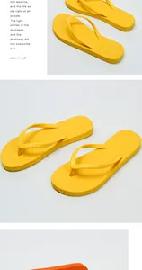 Detail showing bright yellow summer flip-flops with a clean anti-slip textured surface