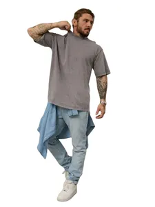 Trendy vintage washed grey oversized t-shirt for men featuring a stylish streetwear aesthetic