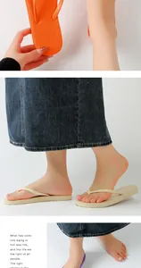 Detailed view of fashionable summer flip-flops showing anti-slip sole and wearing effect