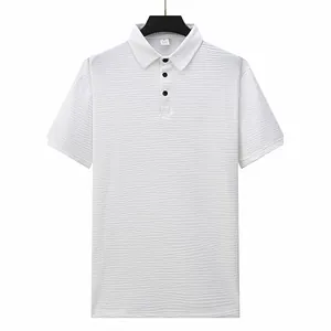 Polo bianca testurizzata a maniche corte da uomo stile business casual per l'estate