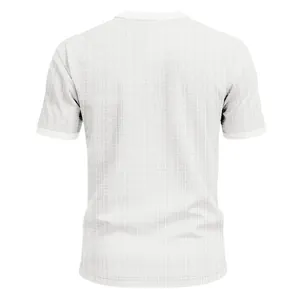Detailed back view of a men's white vintage slub textured short sleeve casual T-shirt