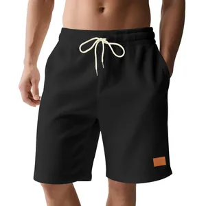 Heren zwarte corduroy shorts met verstelbaar trekkoord en casual pasvorm