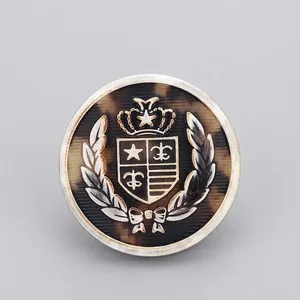 Botoni Circolari in Resina Urea di Alta Qualità Stemma Araldico Britannico Stile Accademia Vintage Bottoni Decorativi a Rilievo per Cappotti Giacche Abiti