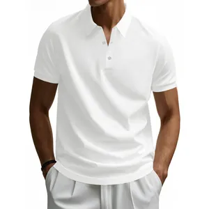 Classic white short-sleeved polo shirt with a minimalist design and button placket