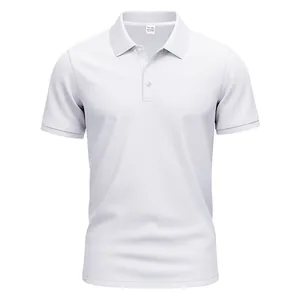 Close-up of white breathable quick-dry Polo shirt with buttoned collar
