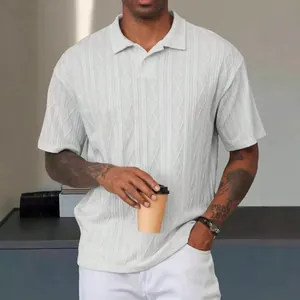 Lässiges Herren-Polo-Shirt für den Sommer mit vertikaler Strickstruktur und Kragen