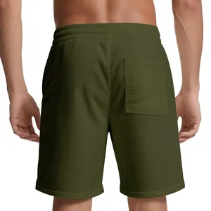 Detailed back view of men's dark olive green corduroy shorts showing rear pocket