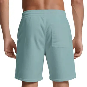 Detailed back view of men's teal corduroy shorts showing pocket detail and ribbed texture