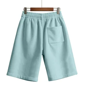 Detailed back view of men's light blue corduroy summer casual sports shorts with pocket