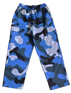 Blaue Camouflage-Cargohose für Herren mit Kordelzug und praktischen Seitentaschen
