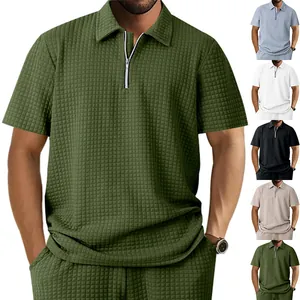 Herren Polo-Set mit Waffelstrick und Reißverschluss in verschiedenen Farben