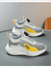 Breathable mesh boys sports running shoes featuring a modern rotary buckle system