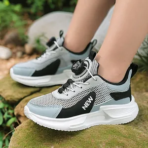 Stylish boys breathable mesh running shoes featuring a quick-lace rotary dial for summer