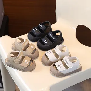 Koreanischer Stil Kleinkind Sandalen Geschlossene Zehe Antikick Weiche Sohle Sommerschuhe Kunstleder Casual Baby Jungen Mädchen Strand Sandalen