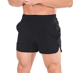 Premium men's black quick-drying 3-inch sports shorts for running and gym workout training