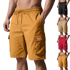 High street style men's summer cargo shorts in multiple colors with drawstring waist