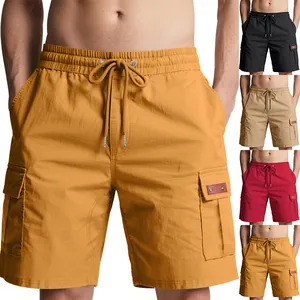 Men's casual cargo shorts in multiple colors showing fit and pocket details