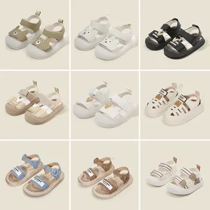 Korean Style Toddler Baby Sandals Breathable Microfiber Leather Anti-Kick Toe Cap First Walker Shoes For Infant Boys Girls Summer Casual Shoes