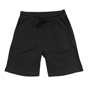 Detailed view of black corduroy casual shorts for men with elastic drawstring waist