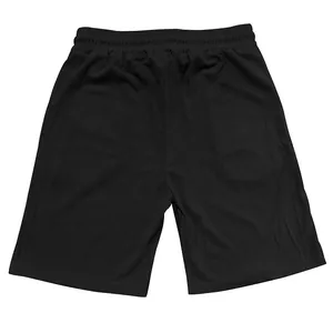 Detailed rear view of black men's corduroy casual shorts with elastic waist and rib texture