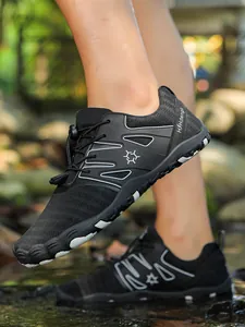 Breathable black outdoor sports shoes with non-slip soft soles for trail running and training