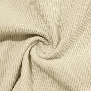 Macro detail of high-quality beige corduroy fabric texture for men's casual summer set