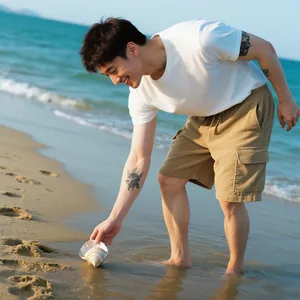 Men's khaki heavy corduroy cargo shorts featured in a relaxed summer beach lifestyle scene