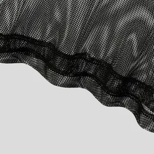 Macro close-up view of black breathable mesh fabric detail for men's athletic tank top