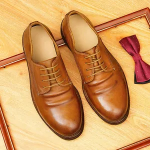 Herren Vintage Pferdeleder Rahmengenähte Derby Schuhe Dicke Sohle Business Casual Oxford Anzugschuhe Für Hochzeit Büro