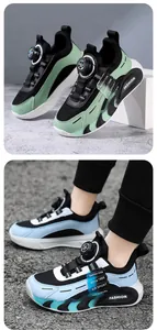 Zapatillas de malla transpirable para niños con sistema de cierre rotativo para correr y jugar.