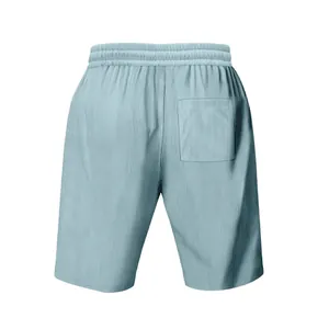 Rückansicht hellblaue Cord-Shorts für Herren mit elastischem Bund und Tasche