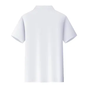 Clear back view of a classic white short-sleeved polo shirt with a breathable collared design