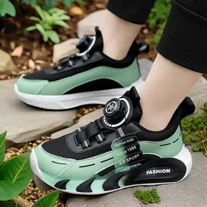 Zapatillas de deporte transpirables de malla para niños con cierre rotativo