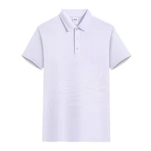 Polo classica da uomo a maniche corte in tessuto di cotone piqué bianco traspirante