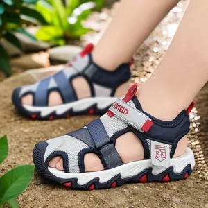 Sandali sportivi estivi traspiranti a punta chiusa per bambini in blu e grigio scuro