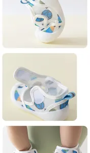 Detailed view of flexible soft sole and breathable mesh on baby toddler sandals
