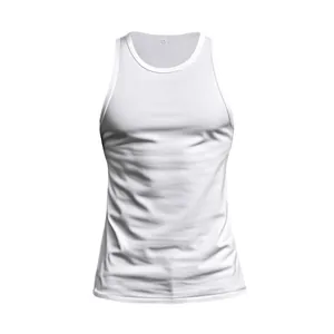 White men's quick-dry fitness tank top detail showing athletic cut and fabric texture