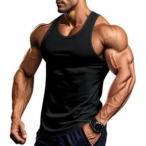 Men's athletic black dry-fit muscle tank top designed for professional gym training and fitness