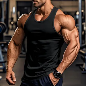 Men's Sports Tank Top Quick Dry Polyester High Elasticity Racerback Muscle Fit Gym Training Fitness Vest Top