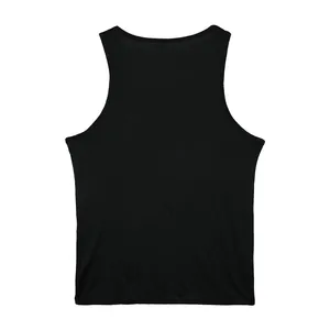 Detailed back view showing the racerback cut of a black men's athletic tank top